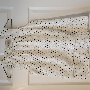 J.Crew Ivory and Black Polka Dot Sleeveless Top